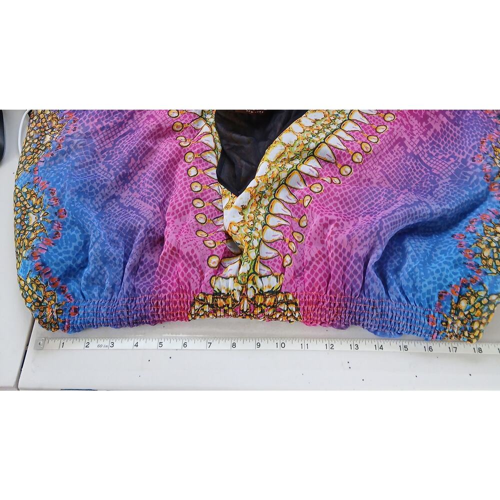 Speed Control NY Multi Color Print Kaftan Dress Womens MD Y2K Boho Vacation Swim - Picture 6 of 8